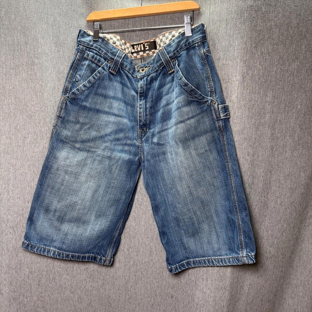Levi’s Carpenter Shorts 18 Reg‎ Youth W29 Blue Wide Leg Skater Vintage Y2K